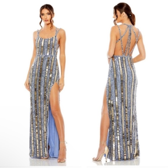 Mac Duggal HALTER NECK EMBELLISHED DETAILED BACK GOWN size 4 NEW $698 - Picture 1 of 13